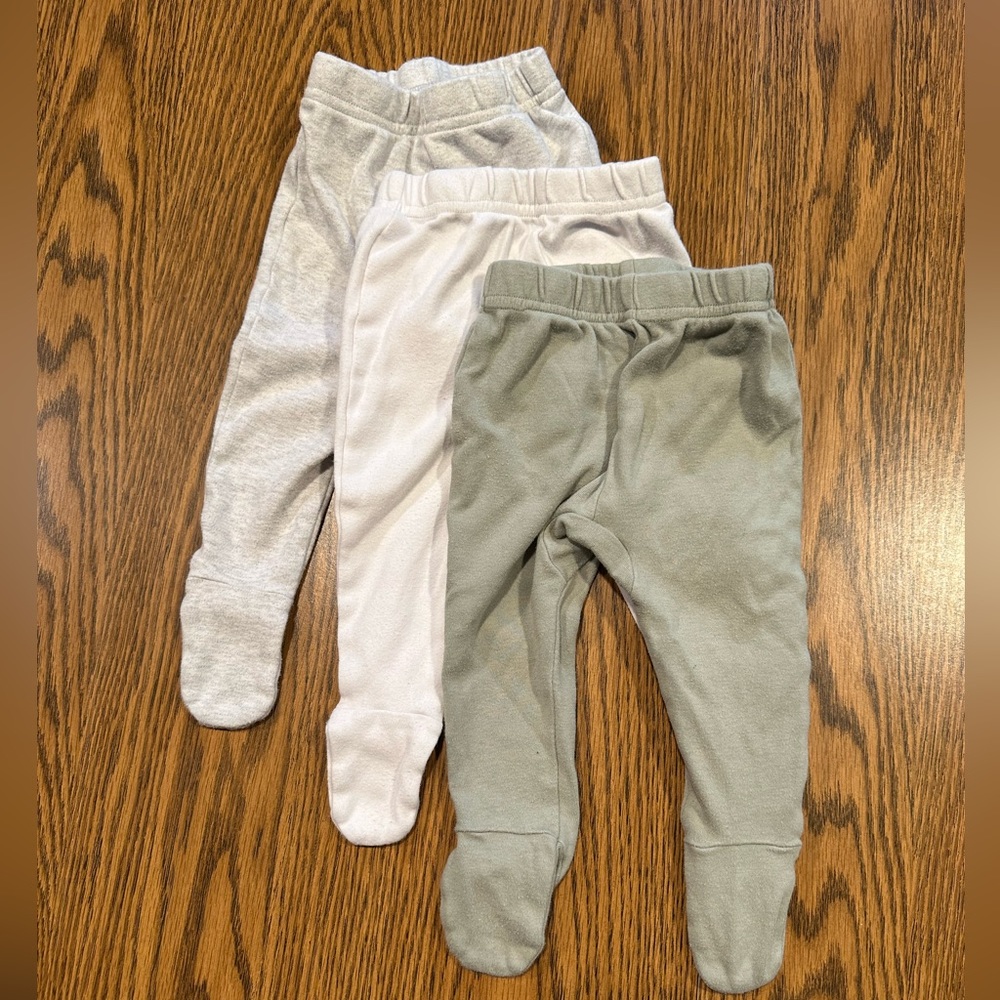 Footed baby pants organic cotton O2 Baby set of 3 pairs of pants